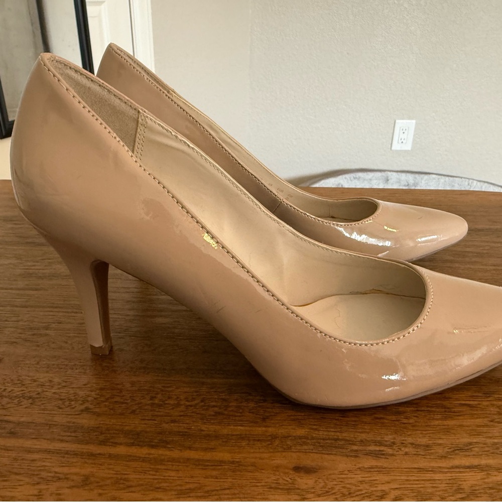 Nude Patent Leather Pumps